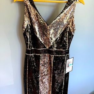 B Darlin Sequins black and silver mini dress
